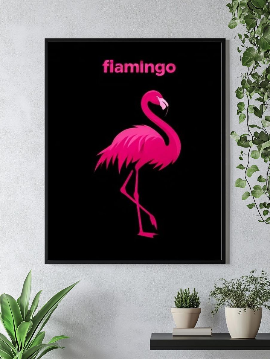 Pink Flamingo Typography Poster. — room view 4