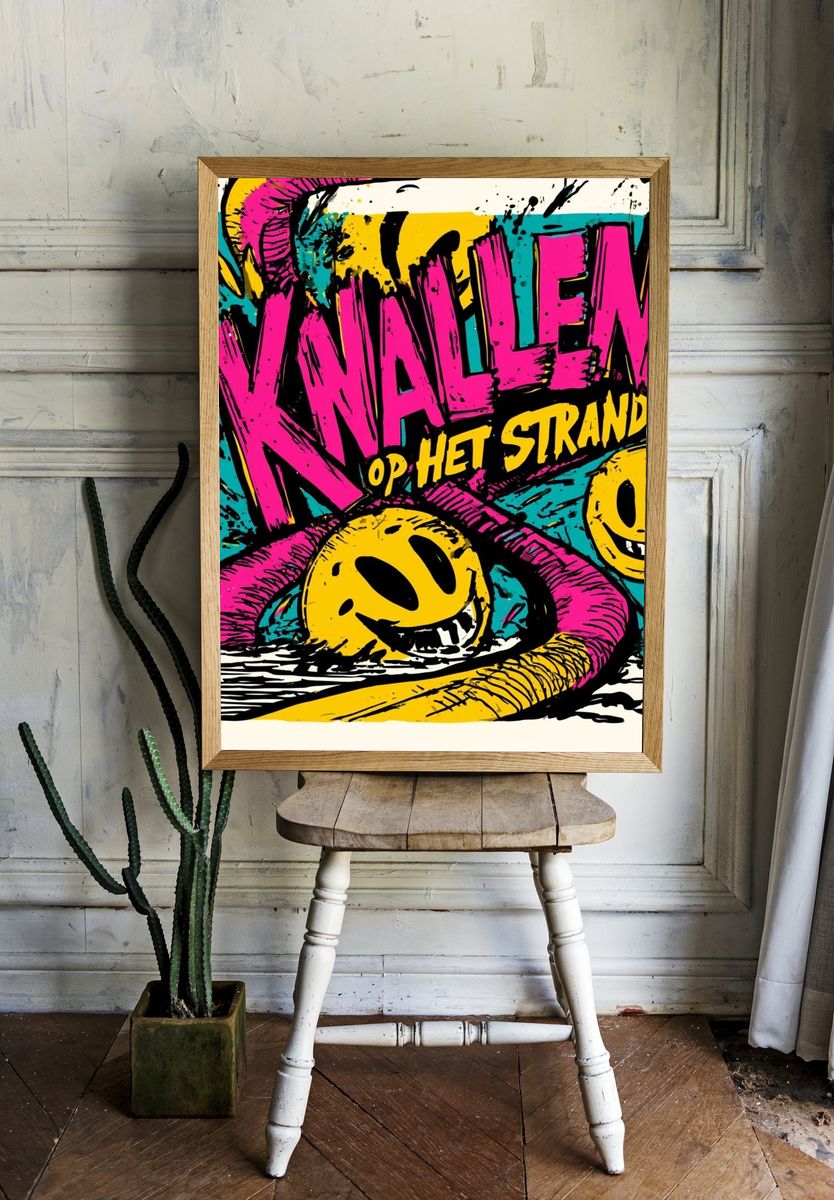 Knalleen Op Het Strand Typography Poster. — room view 1