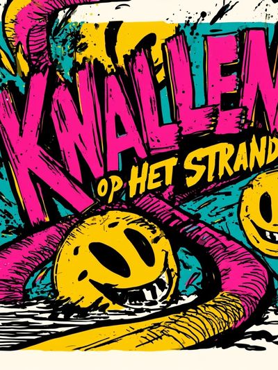 Knalleen Op Het Strand Typography Poster. poster