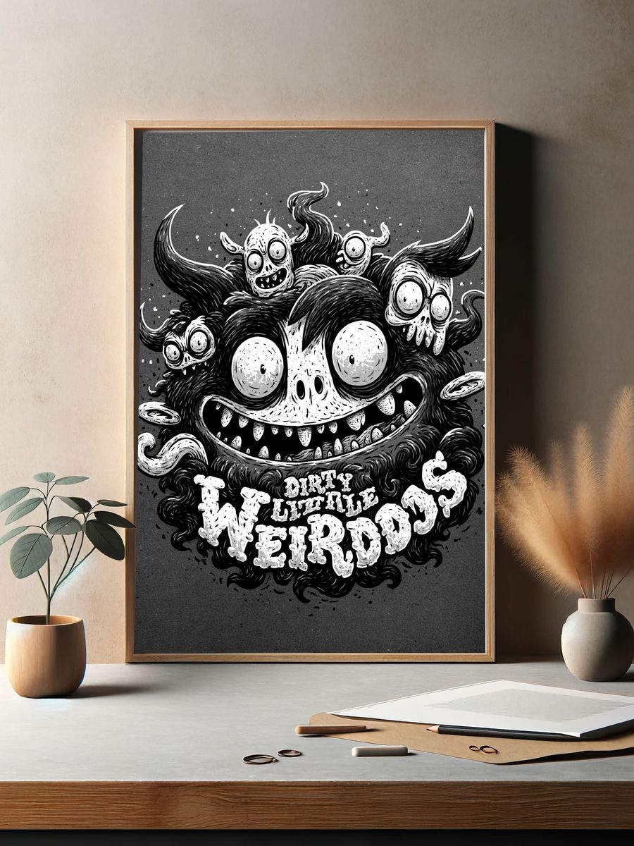 Dirty Little Weirdos Typography Poster. — room view 2