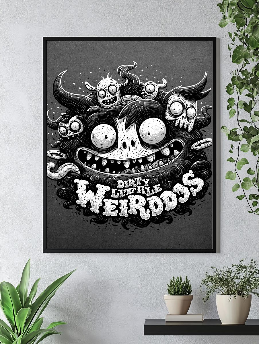 Dirty Little Weirdos Typography Poster. — room view 4