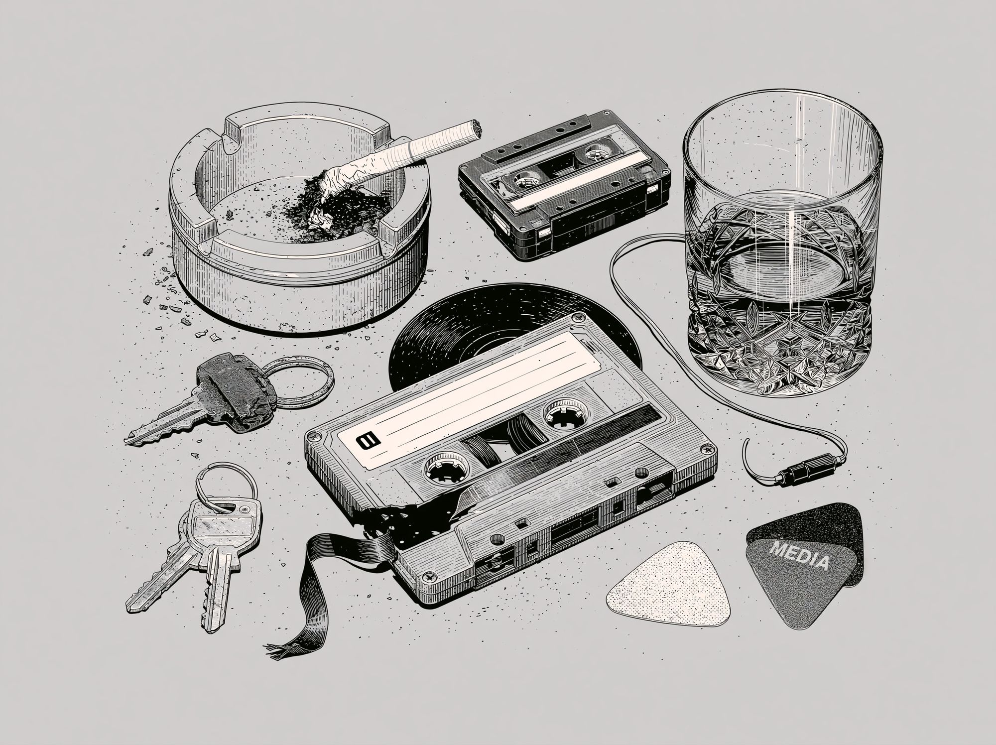 Cassette Still Life Typography Print. poster detail