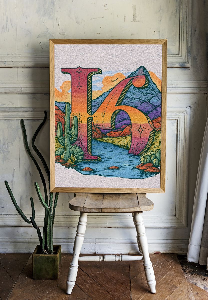 Desert Landscape Typography Poster. room preview