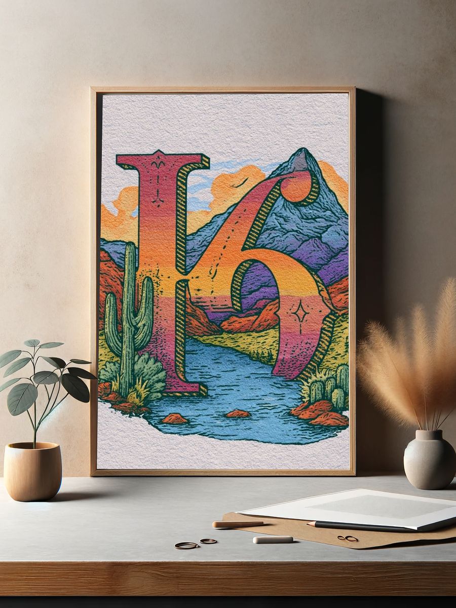 Desert Landscape Typography Poster. — room view 2