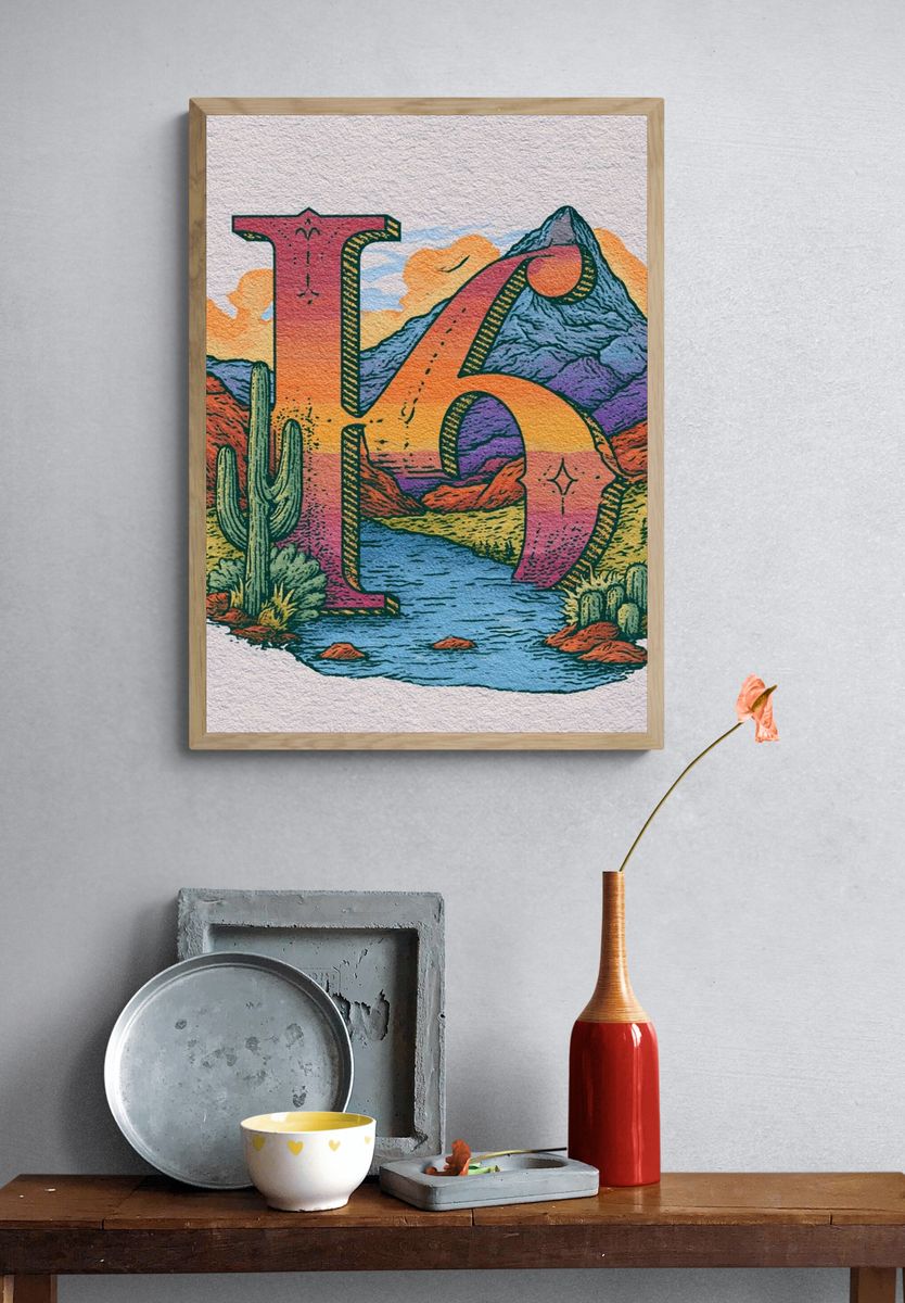 Desert Landscape Typography Poster. — room view 3