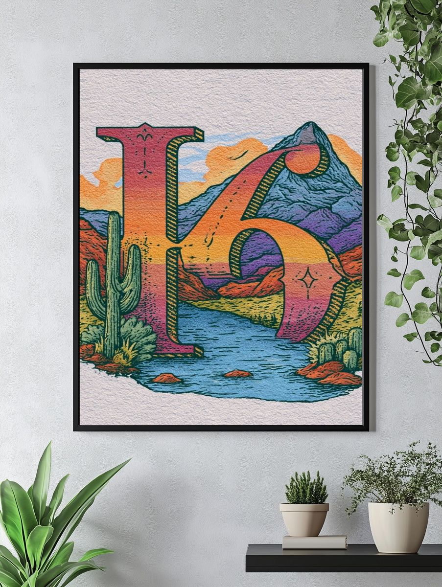 Desert Landscape Typography Poster. — room view 4