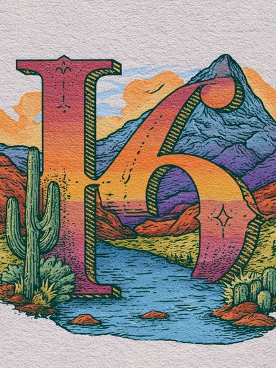 Desert Landscape Typography Poster.