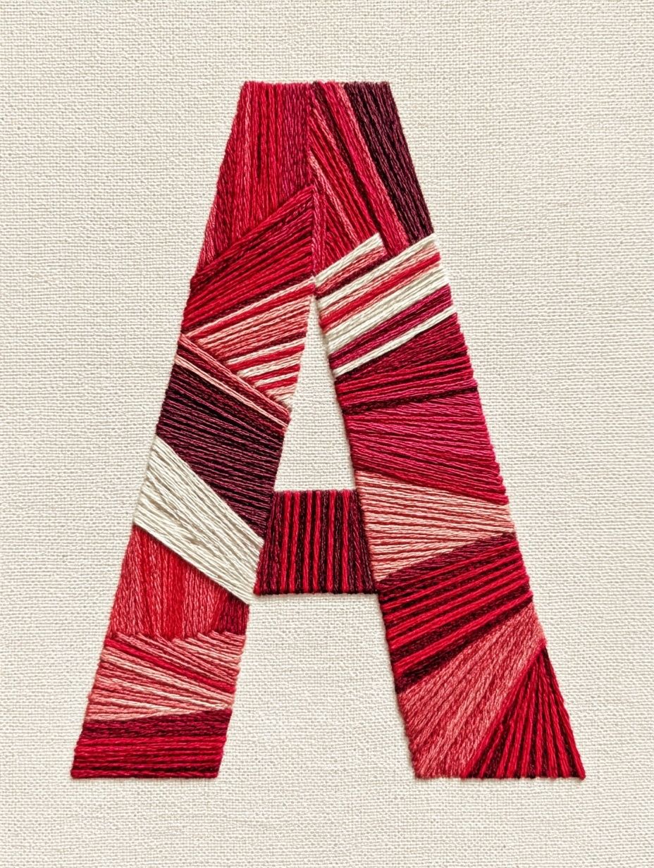 Red Thread Letter A Print.
