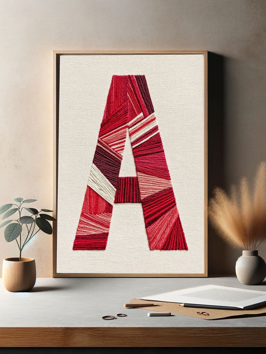 Red Thread Letter A Print. — room view 2
