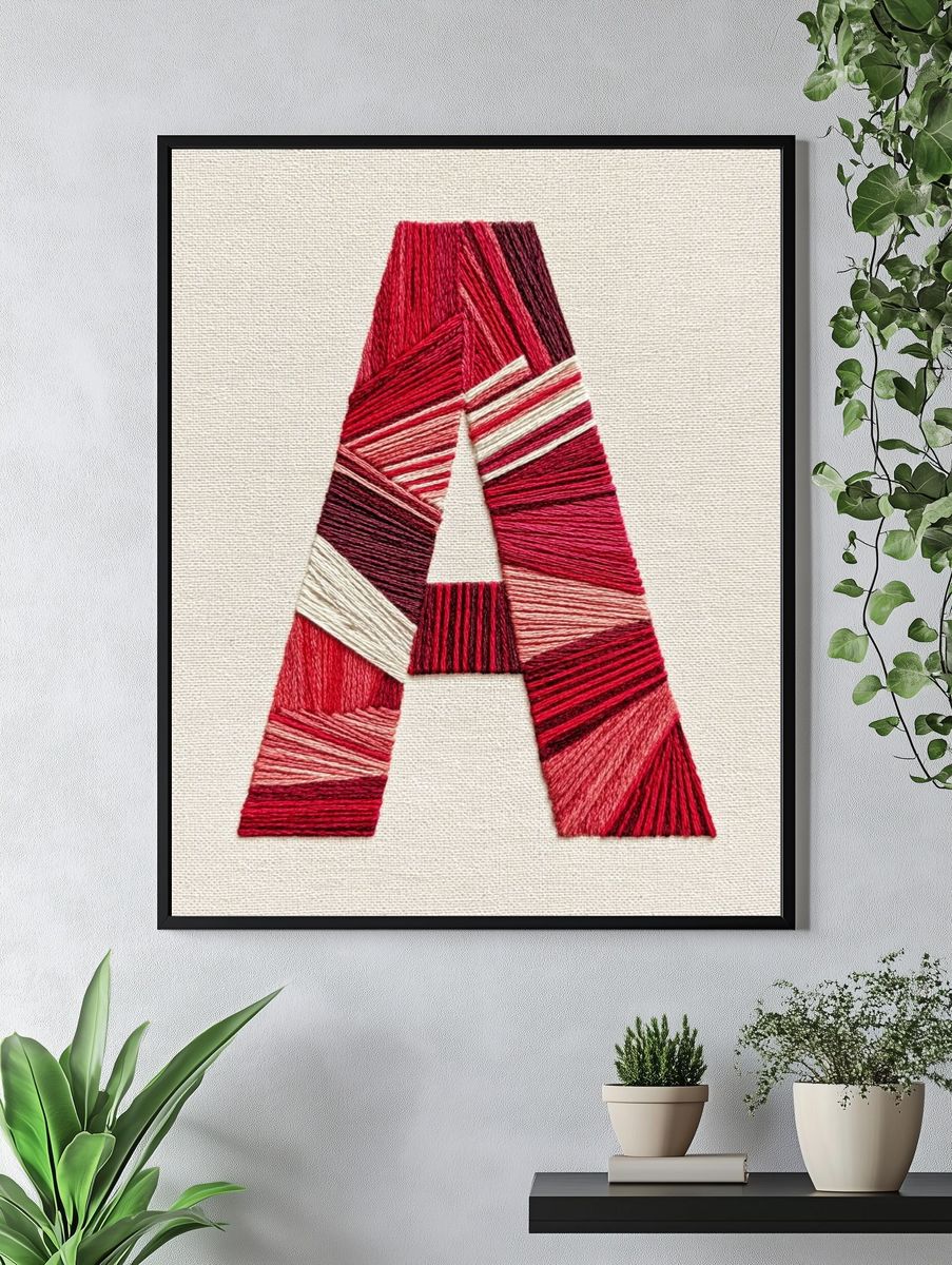 Red Thread Letter A Print. — room view 4