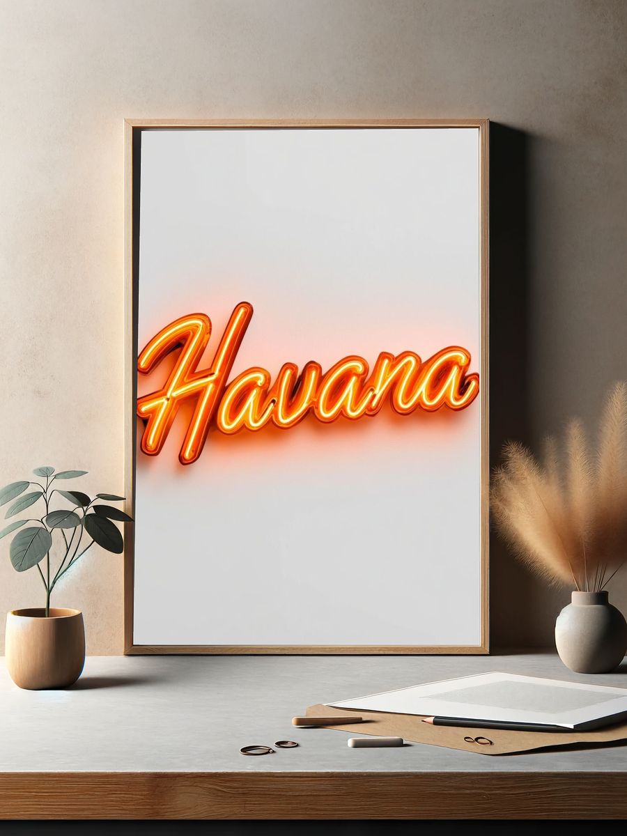 Havana Neon Typography Poster. — room view 2