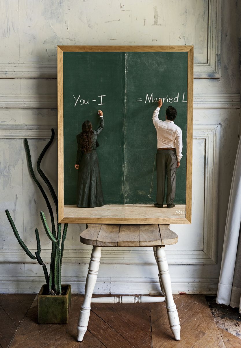 Married Life Chalkboard Poster. — room view 1