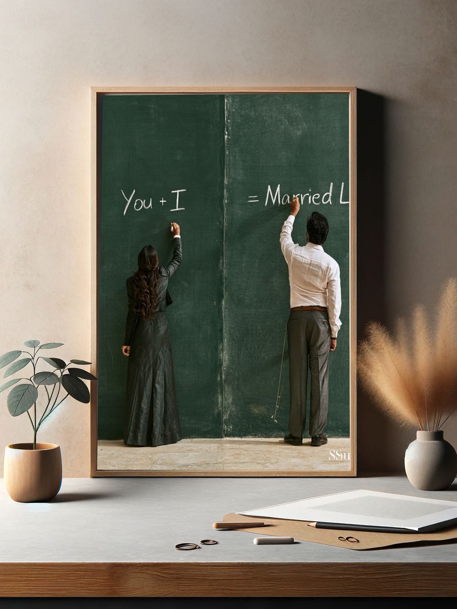 Married Life Chalkboard Poster. — room view 2
