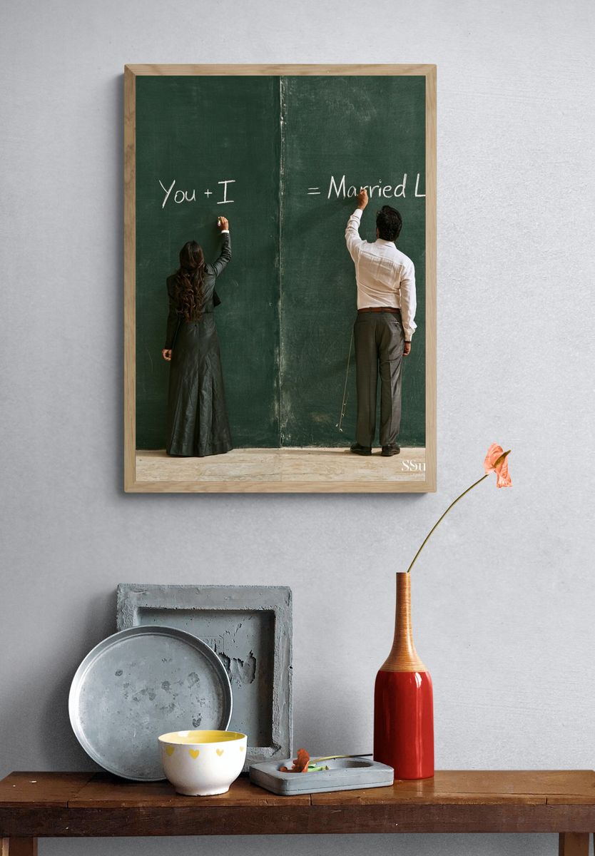 Married Life Chalkboard Poster. — room view 3