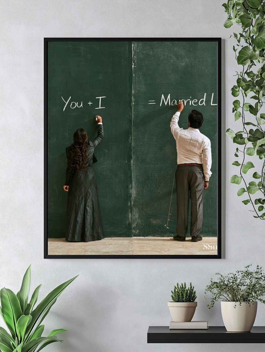 Married Life Chalkboard Poster. — room view 4