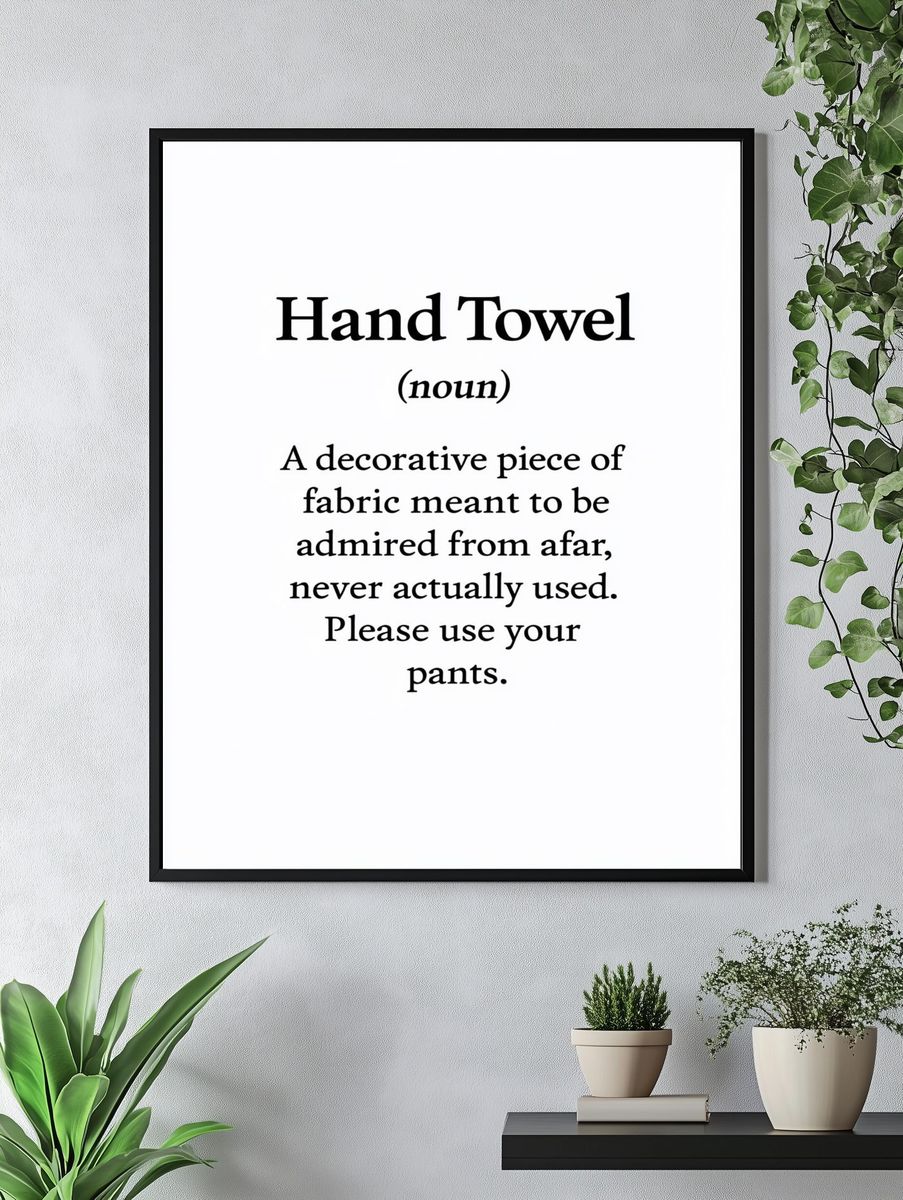 Hand Towel Typography Poster. — room view 4
