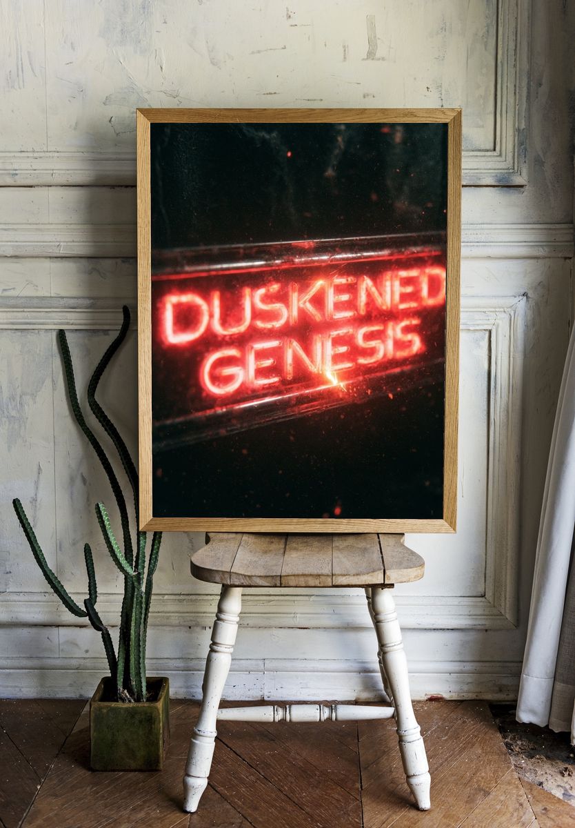 Duskened Genesis Neon Typography Poster. — room view 1