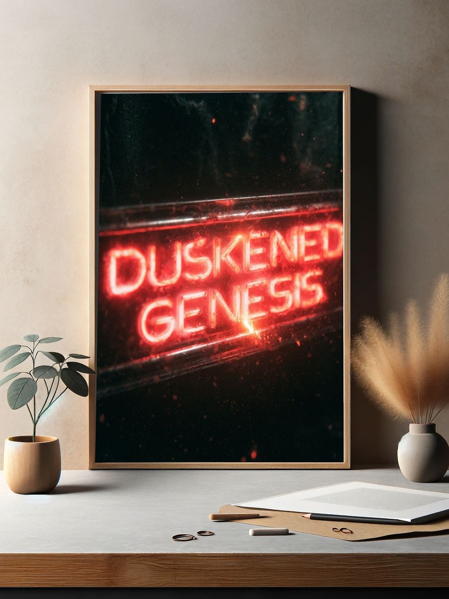Duskened Genesis Neon Typography Poster. — room view 2