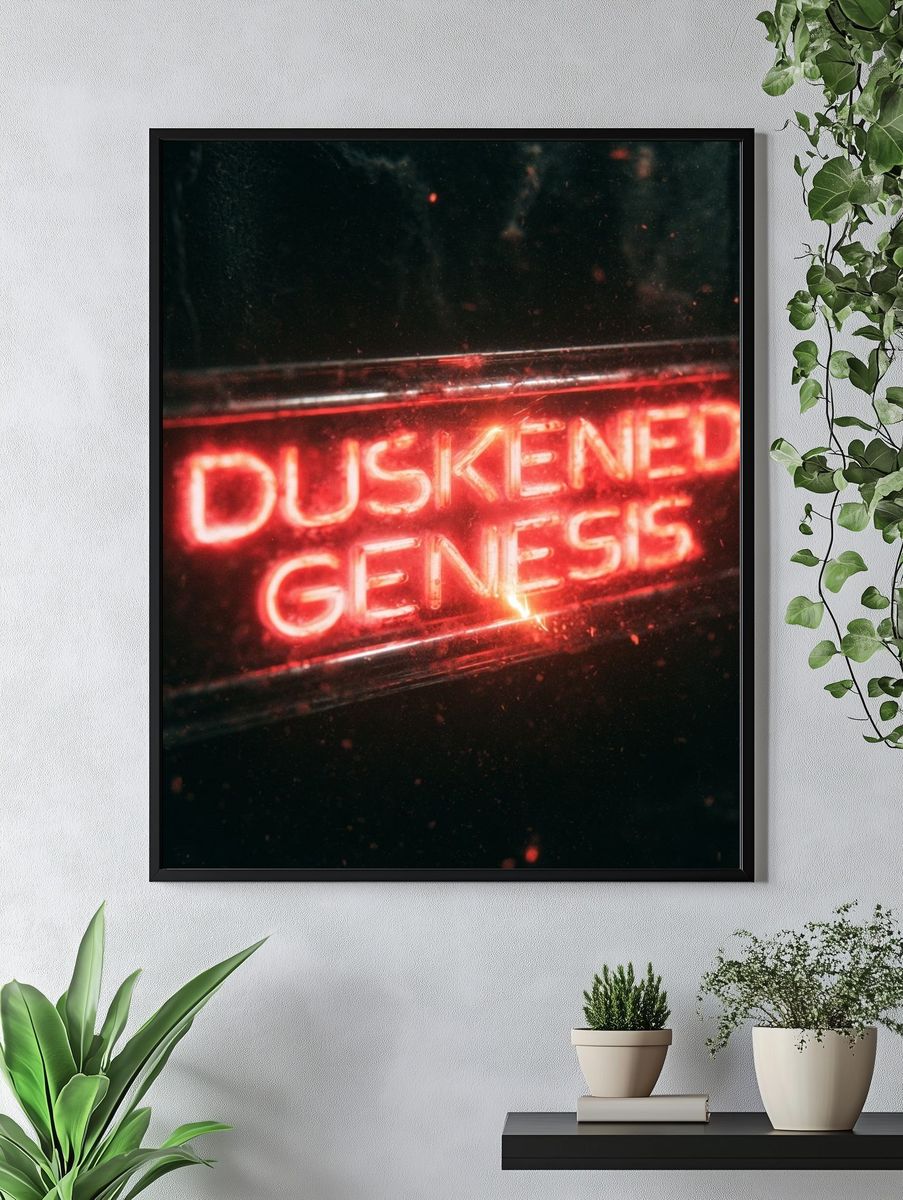 Duskened Genesis Neon Typography Poster. — room view 4