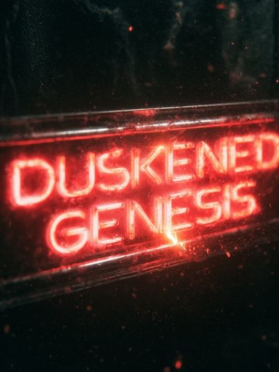Duskened Genesis Neon Typography Poster. poster