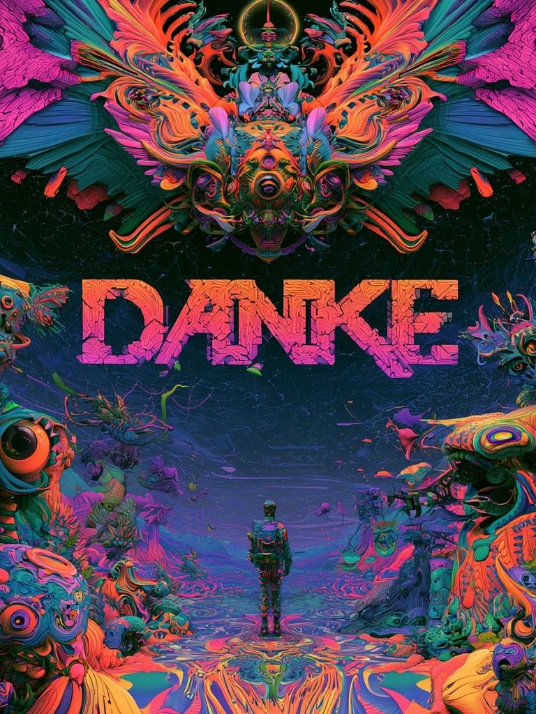 DANKE Psychedelic Typography Print. poster detail