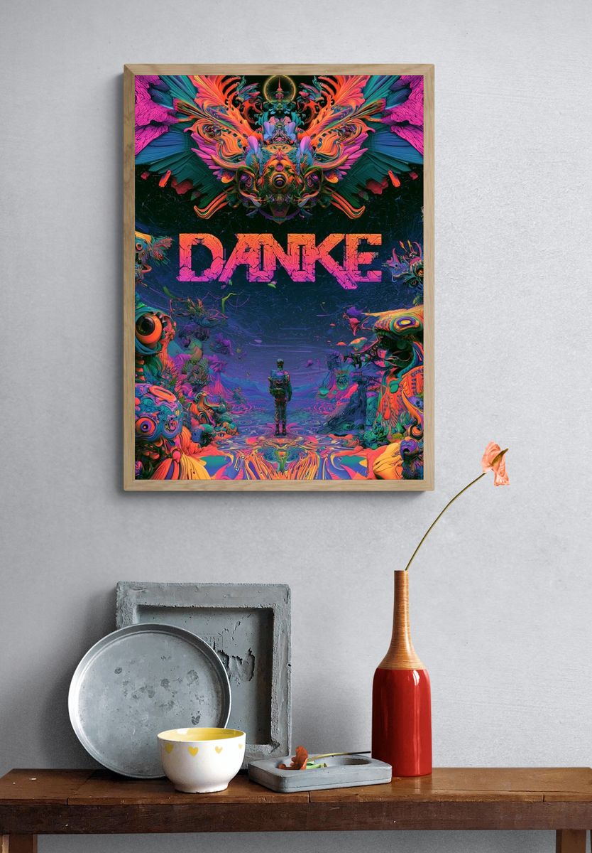 DANKE Psychedelic Typography Print. — room view 3