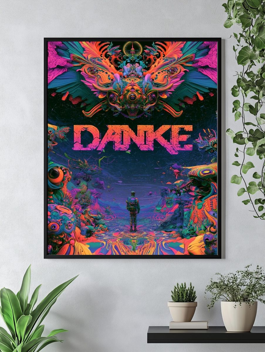 DANKE Psychedelic Typography Print. — room view 4