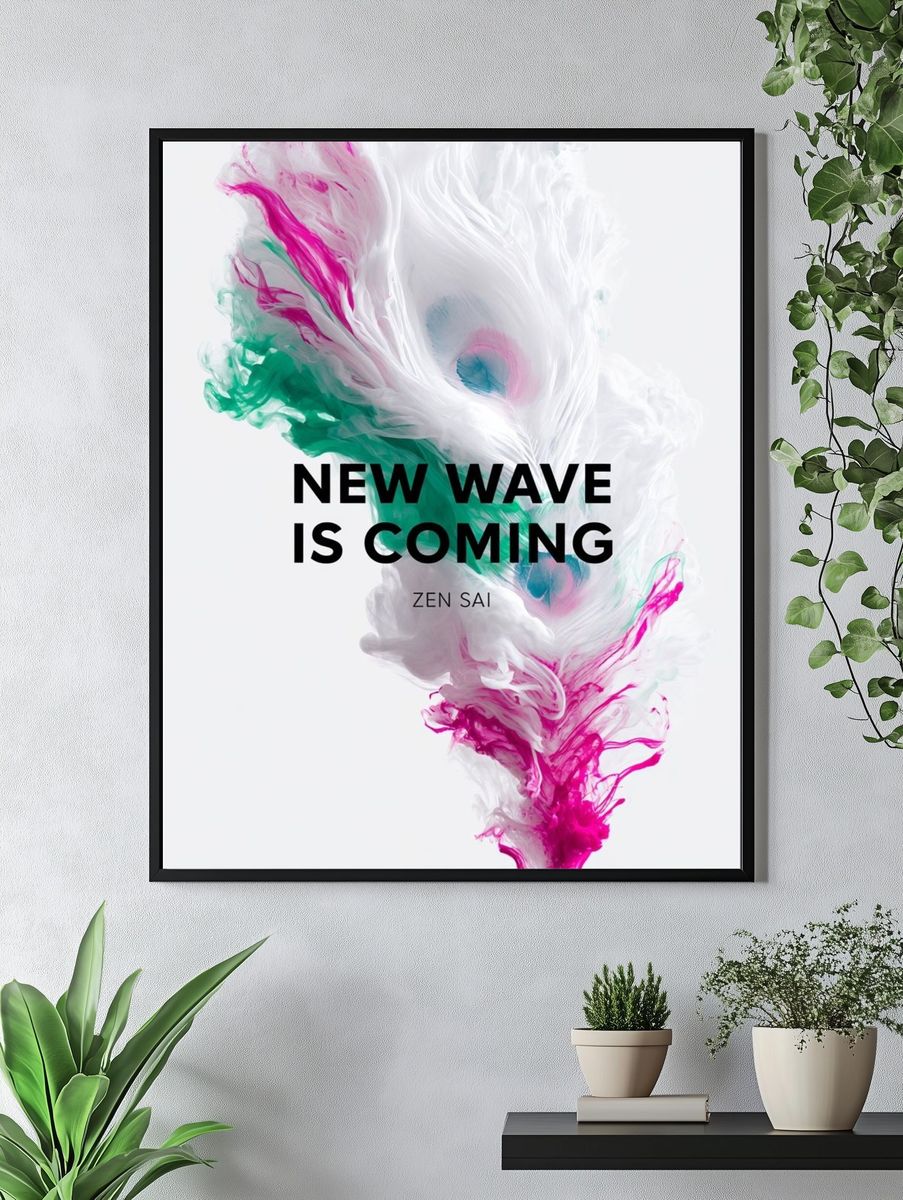 New Wave Is Coming Typography Print. — room view 4