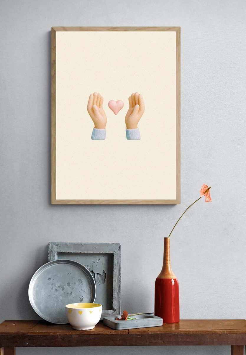 Hands and Heart Typography Print. — room view 3