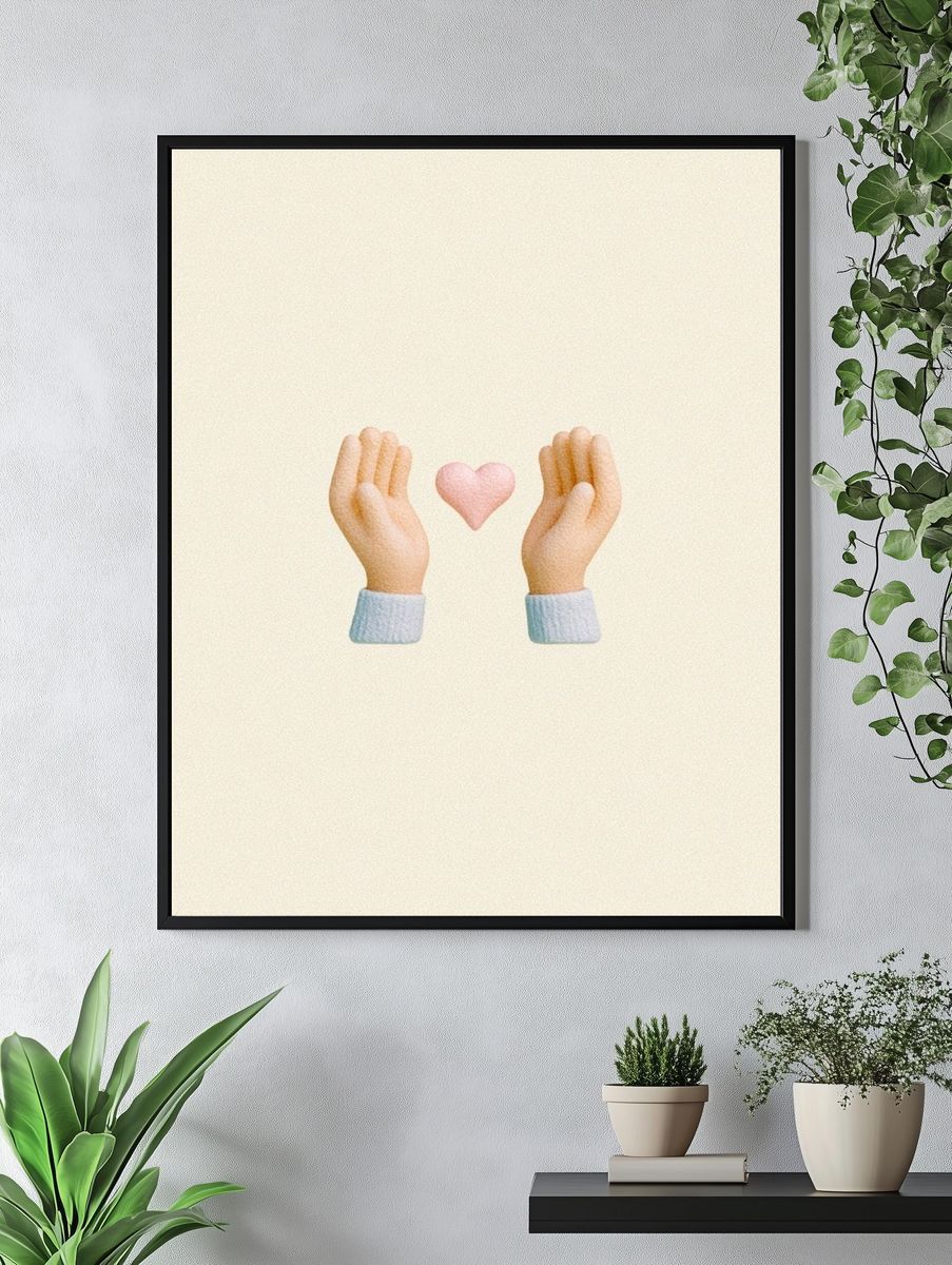 Hands and Heart Typography Print. — room view 4