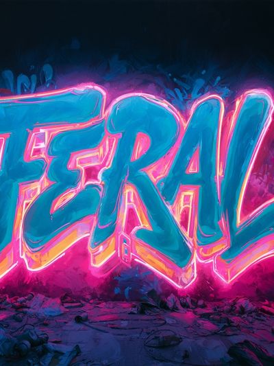 Neon Feral Typography Poster.