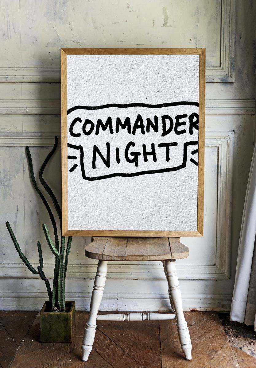 Commander Night Typography Poster. — room view 1