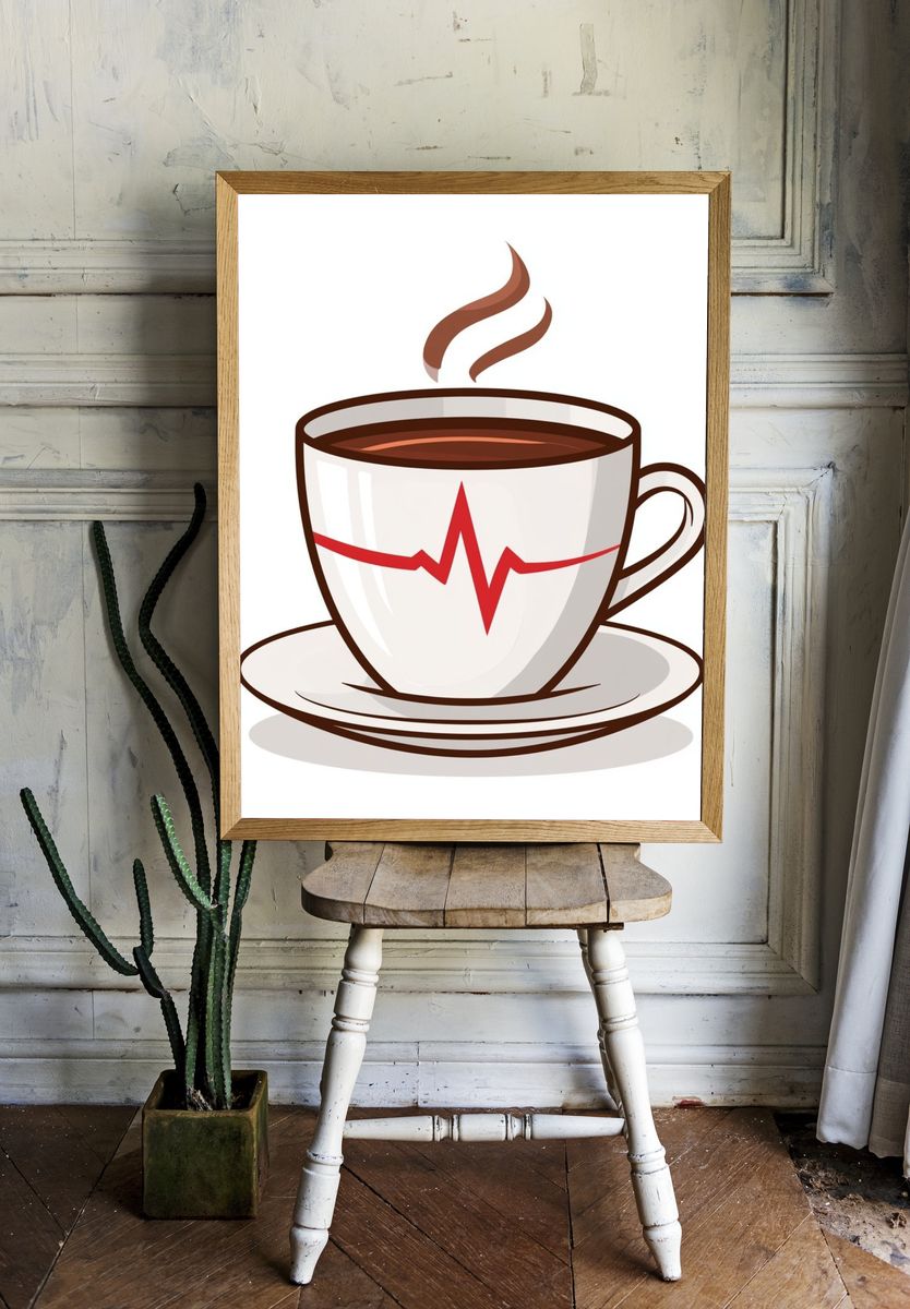 Coffee Heartbeat Typography Poster. room preview