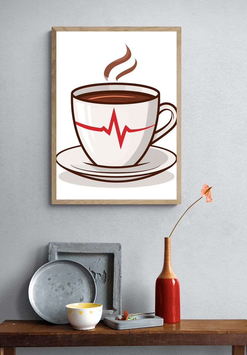 Coffee Heartbeat Typography Poster. — room view 3