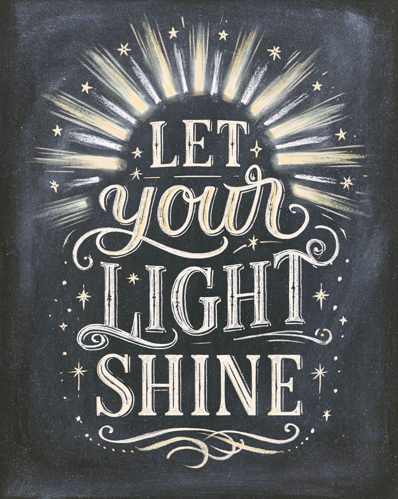 Let Your Light Shine Typography Poster. poster — typography art