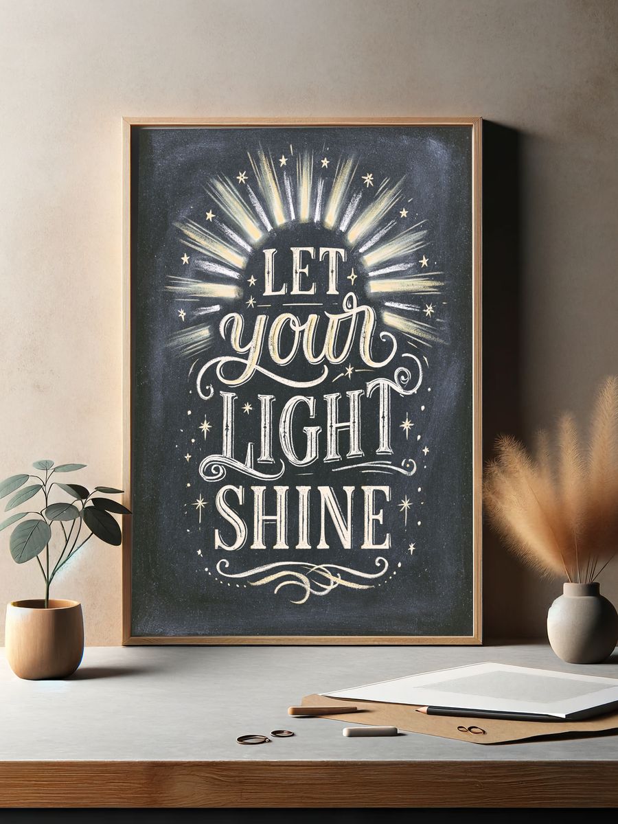 Let Your Light Shine Typography Poster. — room view 2