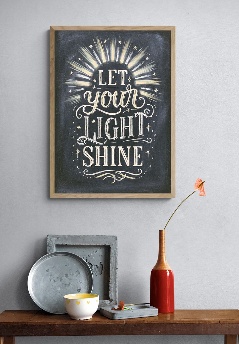 Let Your Light Shine Typography Poster. — room view 3