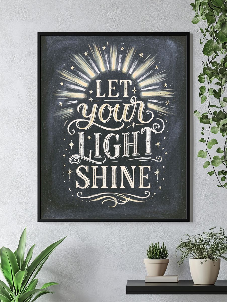 Let Your Light Shine Typography Poster. — room view 4