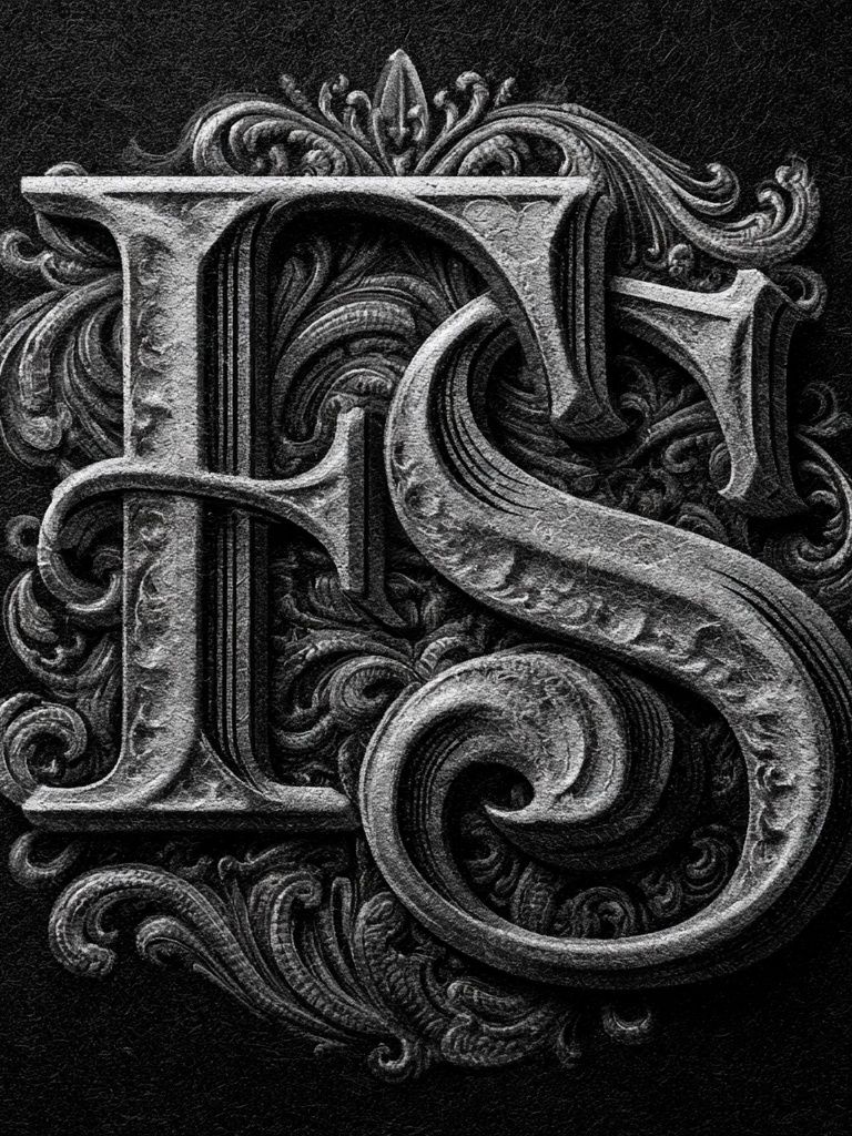 Ornate Monogram Typography Poster.