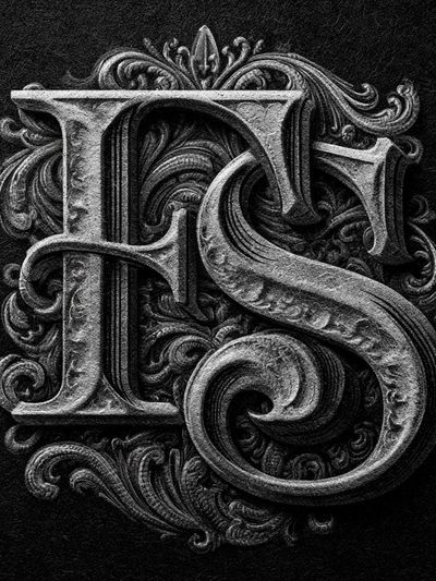 Ornate Monogram Typography Poster. poster