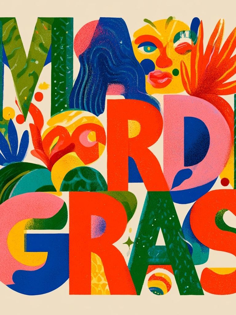 Mardi Gras Typography Poster. poster — typography art