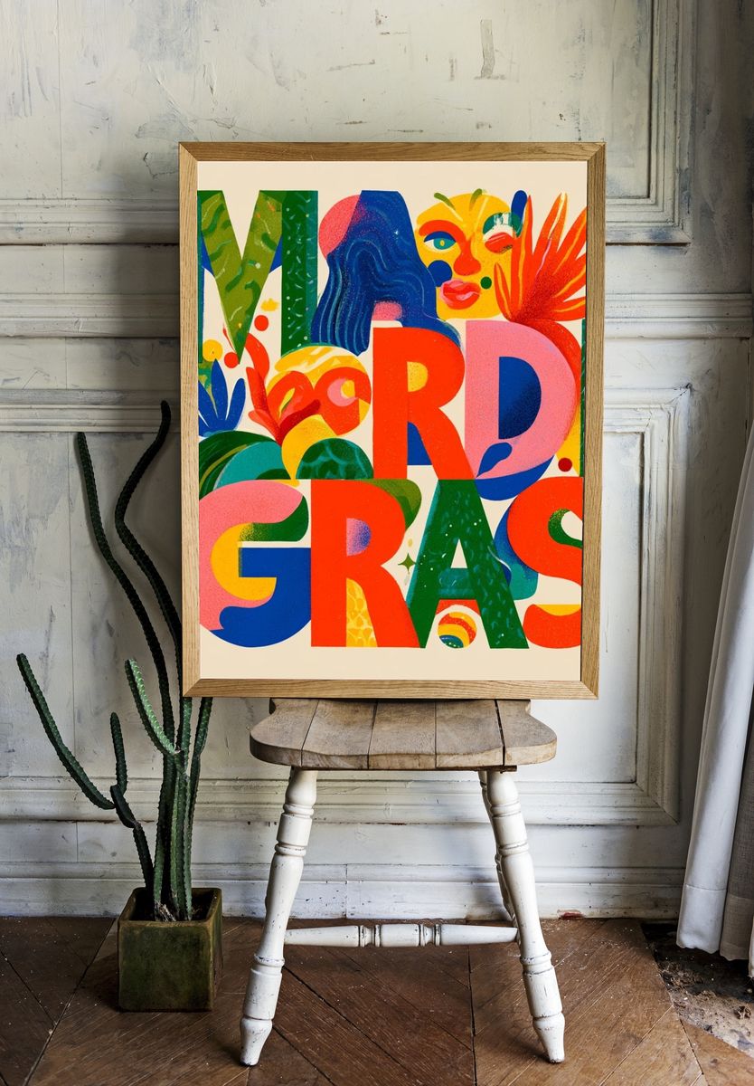 Mardi Gras Typography Poster. — room view 1
