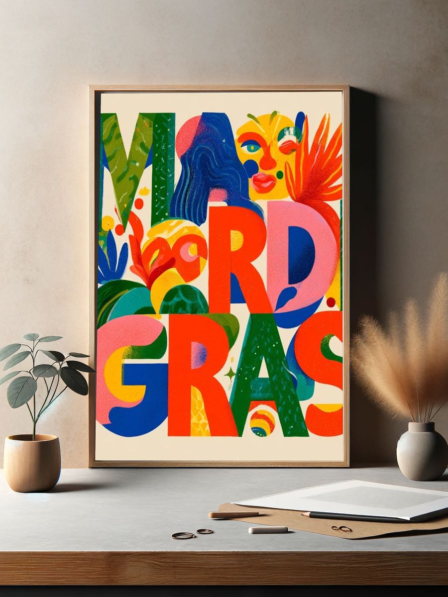 Mardi Gras Typography Poster. — room view 2