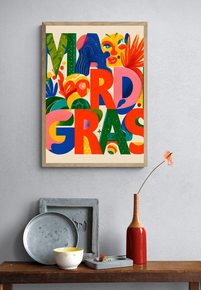 Mardi Gras Typography Poster. — room view 3