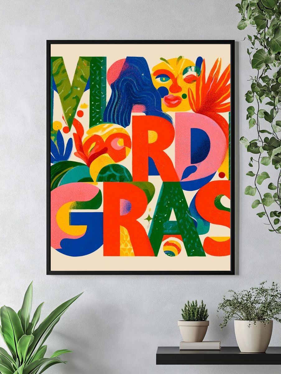 Mardi Gras Typography Poster. — room view 4
