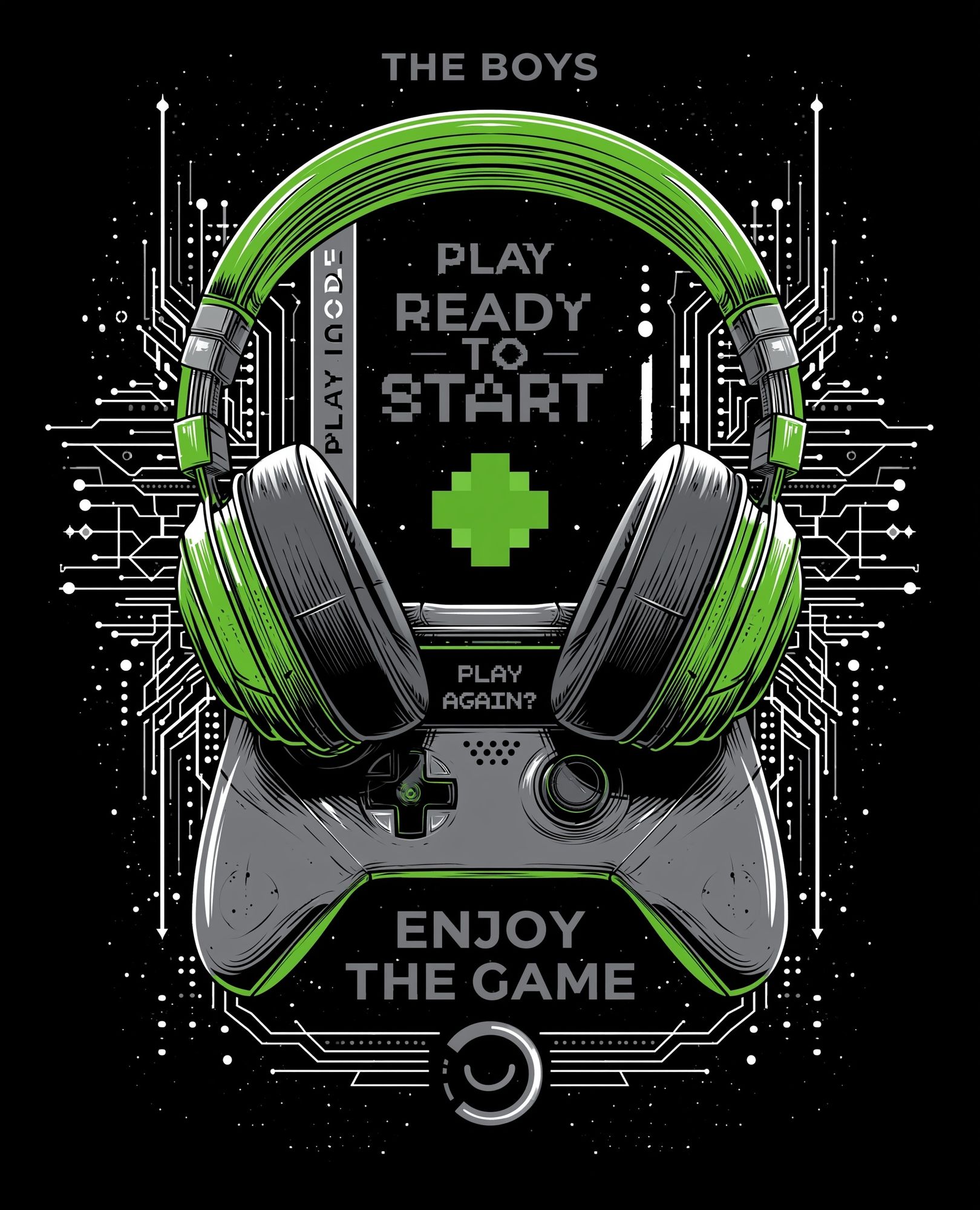 Gaming Headset Typography Poster. poster — typography art