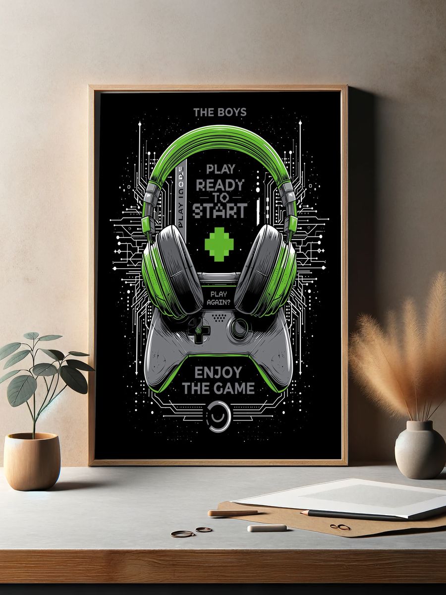 Gaming Headset Typography Poster. — room view 2