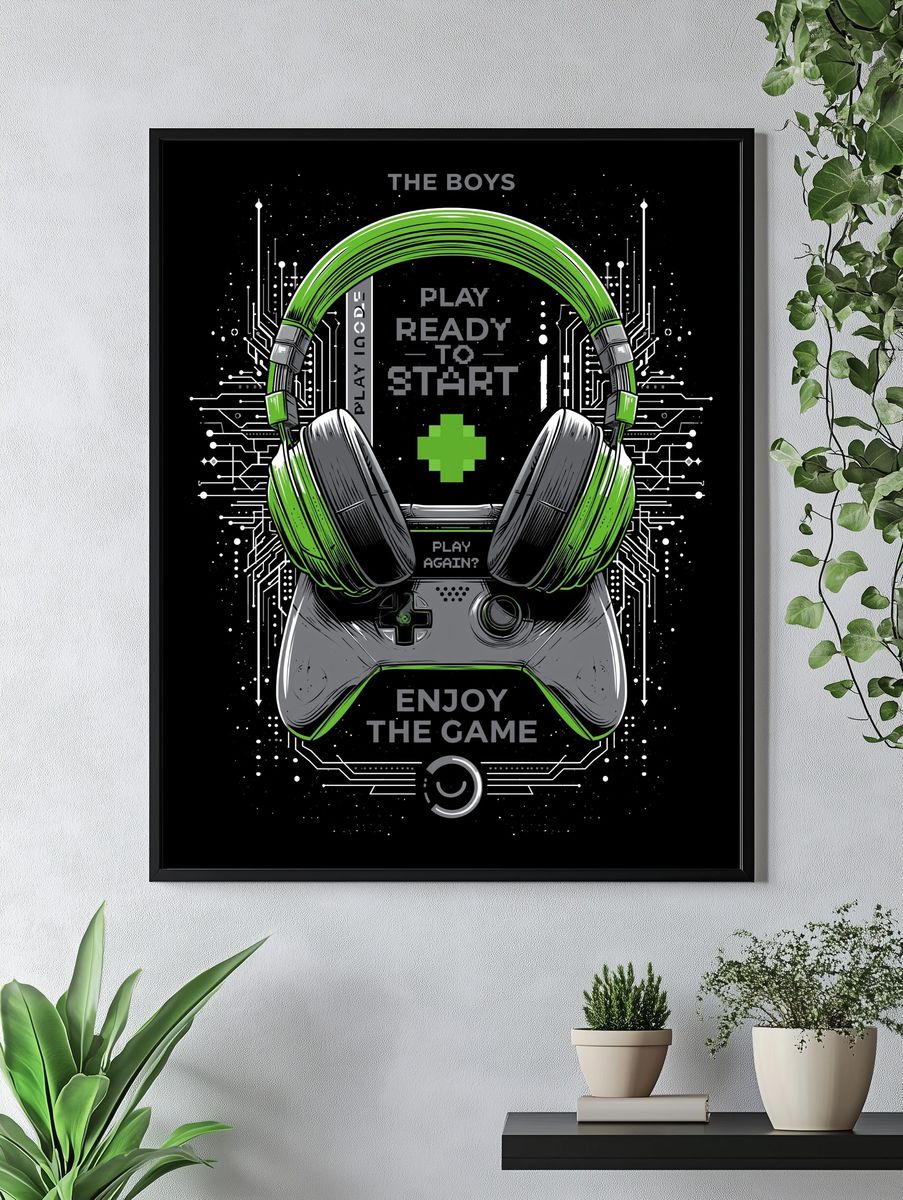 Gaming Headset Typography Poster. — room view 4