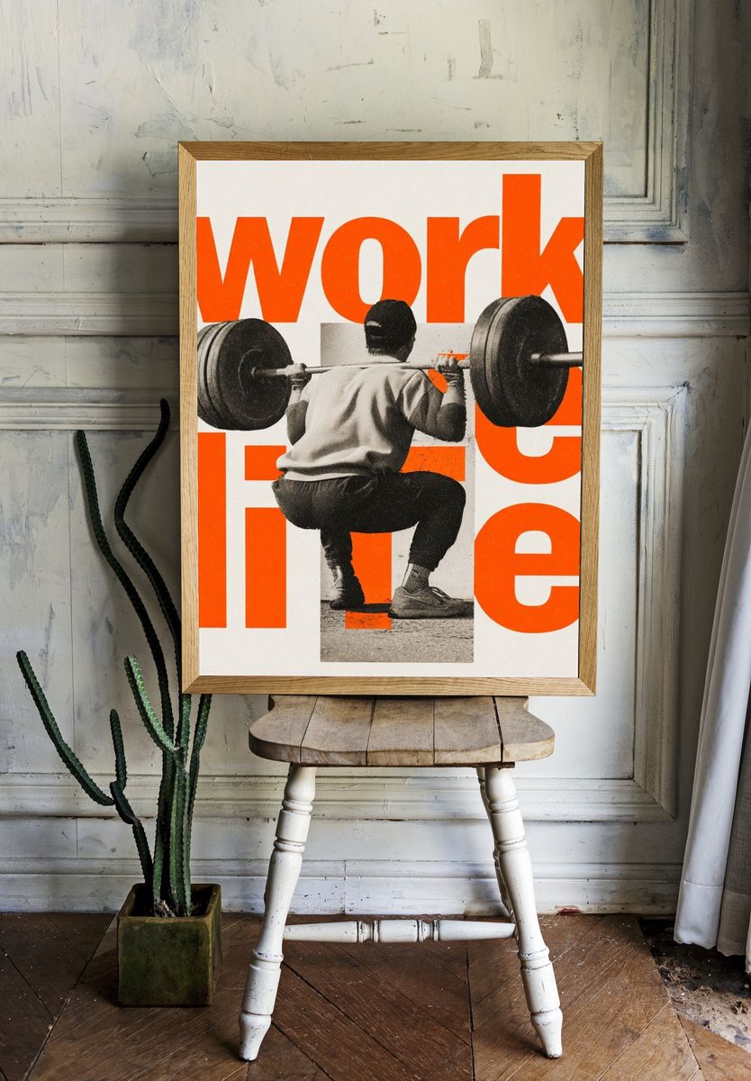 Work Hard Typography Poster. — room view 1