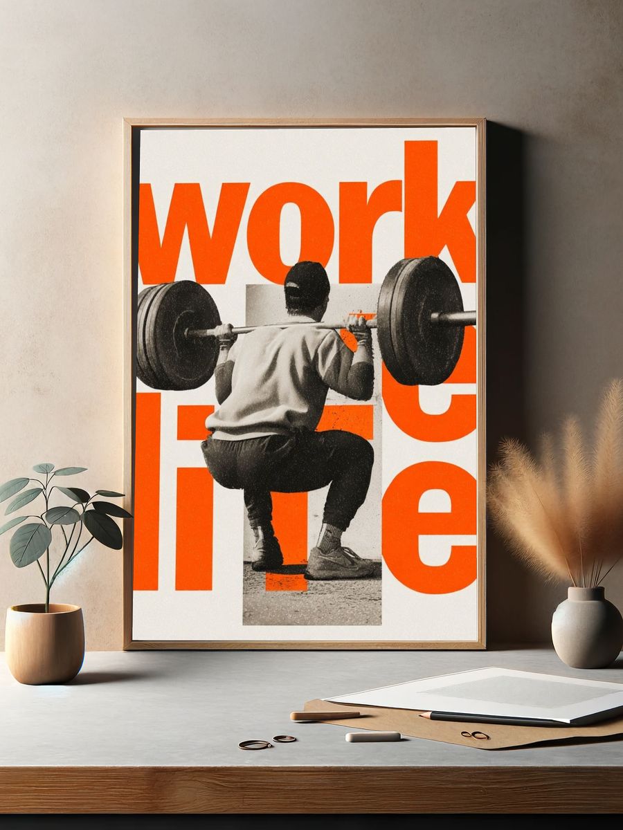 Work Hard Typography Poster. — room view 2